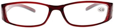 Дамски червени очила за четене с кристали в цветенце, извити линии за четене + 1,00 ~ +4,00