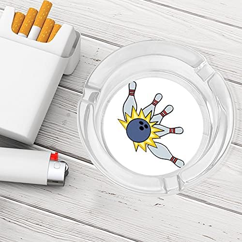 Топка за Боулинг Кристален Пепелник За Цигари И Пури Притежателя Стъклен Пепелник Кръгъл Калъф За Вътрешен И Външен Декор
