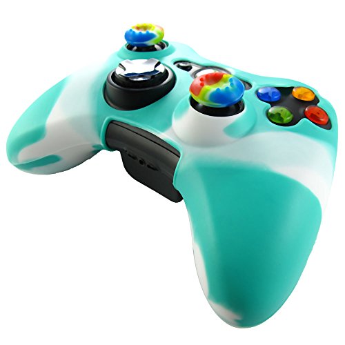 Мека силиконова обвивка Pandaren за набиране контролери за Xbox 360 (бяло-зелена обвивка X 1 + дръжка за палеца X 2)