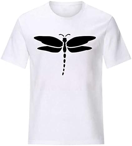 Летни Блузи Ежедневни Тениски Свободно Намаляване С Къс ръкав Летни Тениски на Топ Dragonfly Модни Работни Блузи и Топове