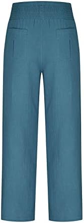 Дамски памучни ленени панталони, елегантни летни широки панталони-палацо, бизнес ежедневни дълги панталони, удобни и