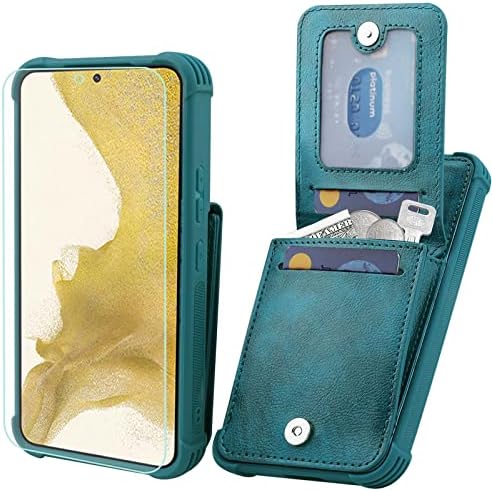 Чанта-портфейл VANAVAGY Samsung Galaxy S23 Plus за жени и мъже, Кожен Калъф-книжка с панти капак с Магнитна закопчалка, държач за кредитни карти и джоб за монети, Горски Зелен