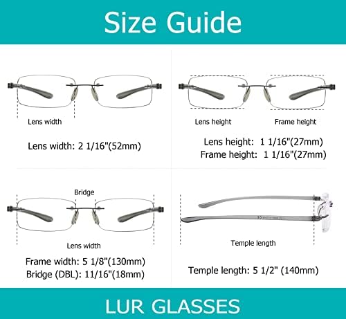 LUR 7 опаковки очила за четене без рамки + 4 опаковки класически очила за четене (общо 11 двойки ридеров + 1,00)