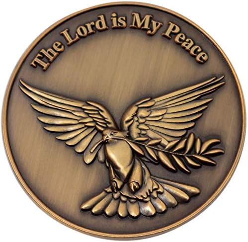Господ е Моят свят Християнска Монета, Гълъб и Маслинова Клонка в Джоба Знак на Спокойствие, Моят Свят Съм аз давам на