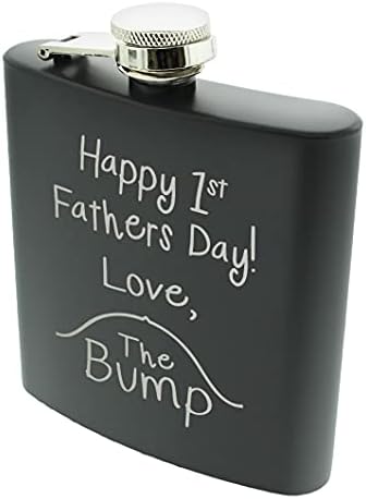 Нови подаръци за татковци за мъже от 1-ия Ден на бащите Love the Bump 6oz фляжка от неръждаема стомана, черна
