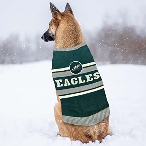 Пуловер за кучета Pets First NFL Philadelphia Eagles, размер Large. Топъл и уютен Вязаный пуловер за домашни любимци