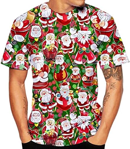 DSODAN, Коледни тениски с къс ръкав за мъже, забавни Коледни тениски с кръгло деколте и принтом Дядо Коледа, тренировочная