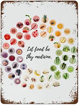 Нека Храната Бъде Твоето Лекарство, Цветни Плодове и Зеленчуци Плакат За Хранене Художествена Метална Лидице Табела с
