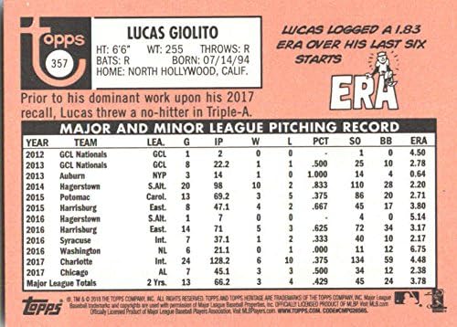 2018 Бейзболна картичка Topps Heritage 357 Лукас Джолито Чикаго Уайт Сокс