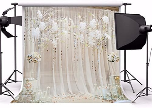 Laeacco 10x10ft Бели Цветя Завеса На Фона на Сватбената церемония Елегантна Декорация от Сватбена Арка на Фона на Романтична