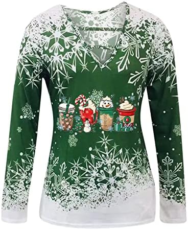 Дамски Грозни Коледни Блузи С V-образно деколте, Ежедневни Блузи С Къс Ръкав, Удобна Свободна Тениска С Принтом, Топ, Пуловери