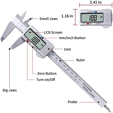 DSHGDJF 150 mm 6 инча LCD цифров Гама Електронни Calipers От Въглеродни Влакна С Нониусом Калибър Микрометър Измервателен