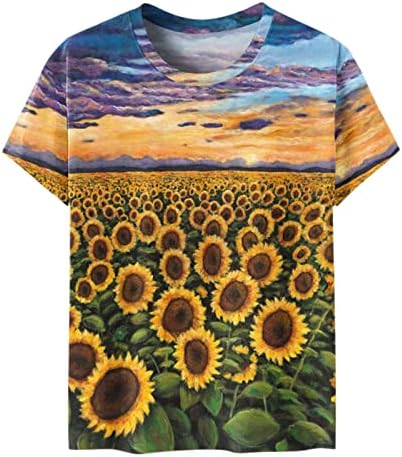 Тениски с Къс ръкав за Жени, Лято-Есен, през Цялата Силует, Цветен Принт под формата на Блокове, Безгрижен Приятелка,