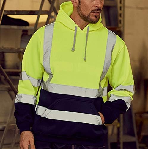 WENKOMG1 Унисекс Hi Vis Светоотражающая Hoody Защитно Облекло Hoody С качулка Висока Видимост Мешковатое Палта, Ризи