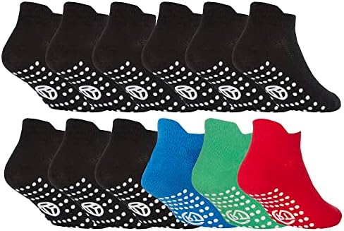 SockSnob - 12 Чифта Детски спортни Батутных чорапи за глезените с Захватами отдолу