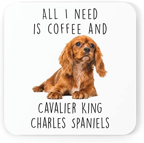 Аз Обичам Кафе и Червено Кавалер Кинг Чарлз Шпаньол, Забавни Подаръци за Мама Кучета, Коледни Подаръци 2023, Поставка