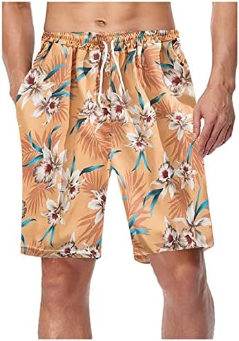 Стрейчевые Плажни къси Панталони за Мъже, Дишащи Ежедневни Плажни Бански костюми, Свободен Цветен Принт, бързо съхнещи