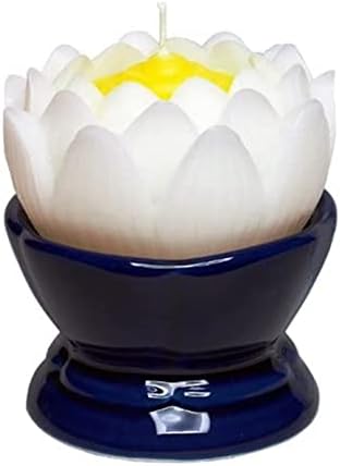 Японския будист - цвете лотос Маруэсу, голяма бяла, със свещ, 27