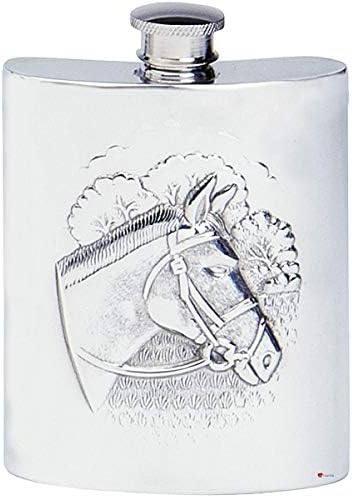 Фляжка за скаковой кон, калай под формата на пъпки, 6 унции, с възможност за гравиране на пространството