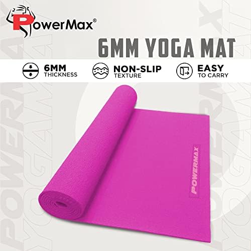 Килимче за йога PowerMax Fitness Exercise, Сверхплотная амортизация за подкрепа и стабилност при занимания с йога, Нескользящий