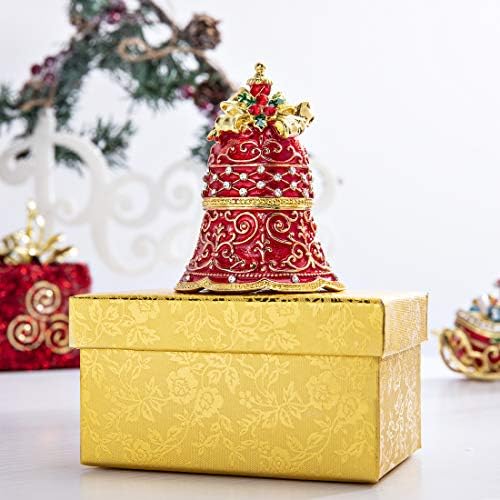 Ю ФЪН Окачени Коледна Камбанка Кутия За Украшения Кристали Украсени със Скъпоценни Камъни Китайската Червена Рисувани