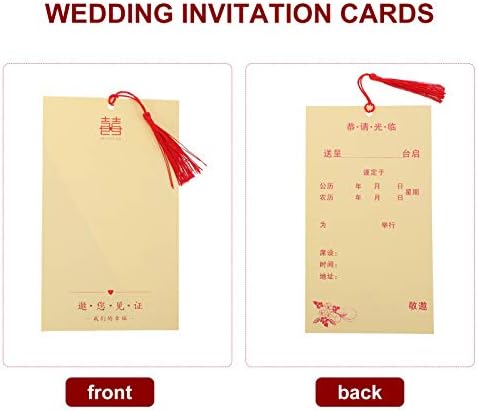Amosfun Празни пощенски Картички 10 бр. Китайски Покани Картички за Сватба Китайски Традиционни Сватбени Картички с Конвертами