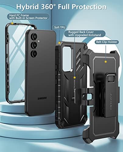 FNTCASE за Samsung Galaxy A54 5G Калъф: Защитен калъф военни клас със защита от падане с поставка и щипка за колан, Матова