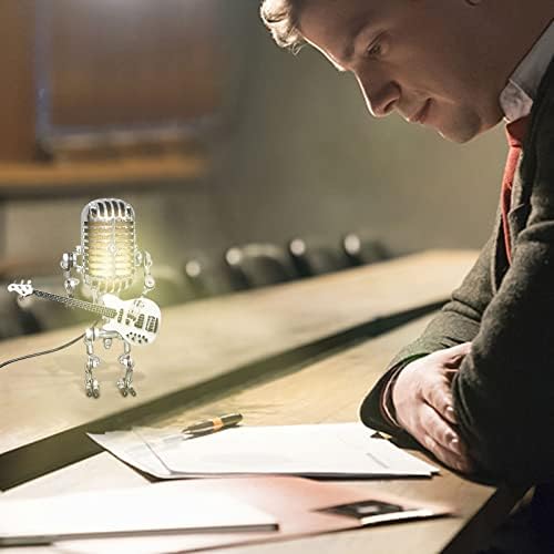 Ретро Микрофон лека нощ Робот Настолна Лампа, Ръчно изработени Сензорен Димер Настолна Лампа Led Лампи за Декорация на