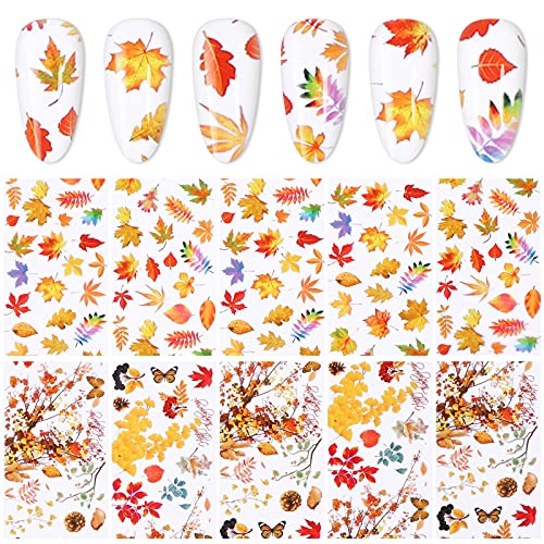2 Ролка Есента на Стикер за Прехвърляне на ноктите под формата на Кленов Лист, Залепваща Стикер за Дизайн на ноктите