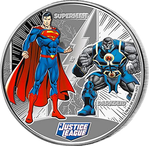 2022 DE justice league 2022 PowerCoin Супермен Срещу Дарксайда Лигата на Справедливостта 1/2 Унция Сребърна монета 1