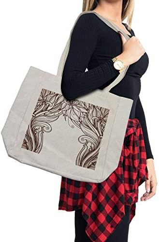Пазарска чанта Ambesonne в стил ар нуво, Реколта Извити клони викторианска Възраждането в естествени цветове, Класическа