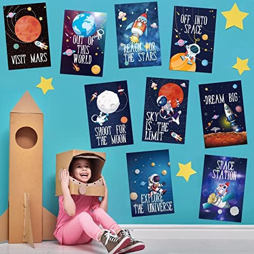9 Бр. Етикети за космическото пространство, Плакат за Детска Стая, Стикер на Космическата стена, Стикери за Космическа