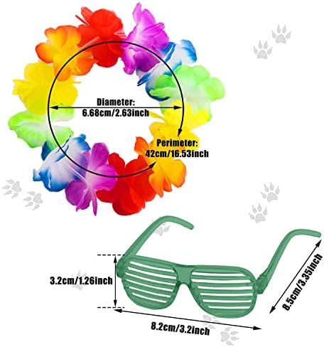 SMXXO/ Комплект от 3 теми, Хавайска Риза за Кучета, Облекло за Кутрета с Отвесни Слънчеви Очила и Пъстър Венец, Лятна