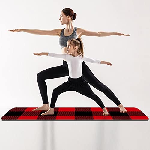 Червено-Черни Карета, Безшевни килимче за йога Премиум-клас Премиум-клас с плътен модел, екологично Чист Гумена подложка
