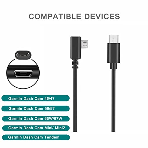 удължител xsdtech под прав ъгъл от 90 градуса Micro USB кабел-удължител, Съвместим с Garmin Dash Cam Mini, Mini 2, 66