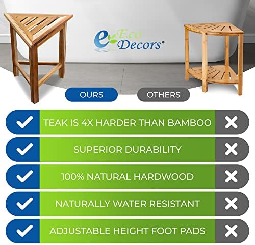 Напълно сглобени EcoDecors Flexi Triangle Столче за къпане от тиково дърво За Бръснене, Рафт за баня, стол Caddy се Използва