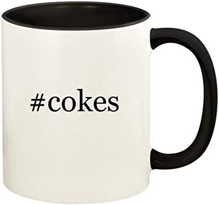 Подарък дрънкулки cokes - 11 грама С Хэштегом Керамични Цветна Дръжка и Вътрешната част на Кафе Чаши, Черна
