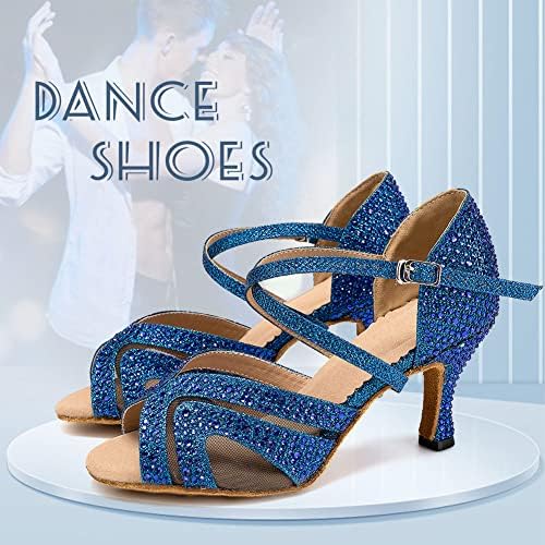 DKZSYIM/ Дамски Обувки за Латино Танци балната зала С Пайети, Обувки за практикуване на Бачатой и Салса, Модел QJW1025