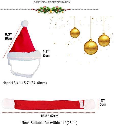 Коледен Комплект Дрехи за кучета QUMENEY, Коледна Шапка и Шал за Кучета, Коледни Костюми за Домашни Любимци, Регулируема