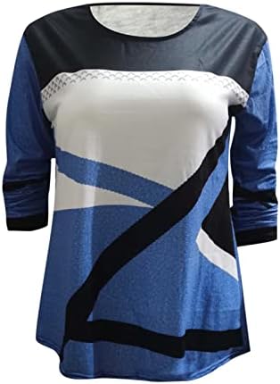 Дамски Контрастни Пуловери, Блузи, Ежедневни Блузи с Дълъг Ръкав, в Цвят Блок, Дамски Есенни Тениски с Геометричен Дизайн