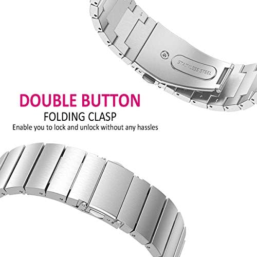 Въжета KARTICE Съвместим с Samsung Galaxy Watch 3 Джапанки 45 мм, 22 мм от Неръждаема Стомана, Метален Взаимозаменяеми