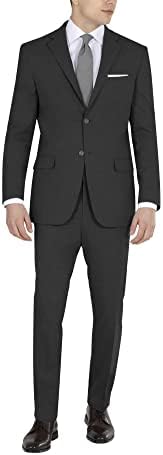 Мъжки костюм на DKNY Modern High Performance Fit с Единични Панталони, Черен Обикновен, 32 W x 30 Л САЩ