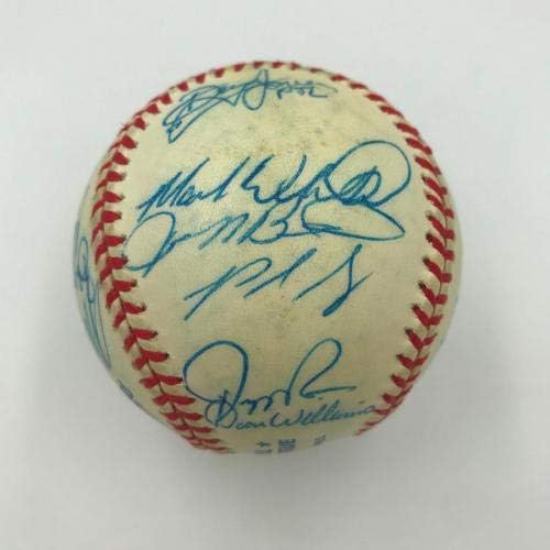 1998 Екипът на Кливланд Индианс Подписа бейзболни топки ALCS Джим Том 25 Sigs PSA DNA COA - Бейзболни топки с автографи