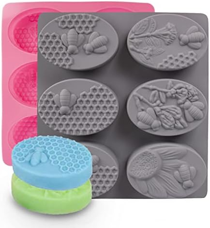 2 БР. Комплект Силиконови Форми за сапун с пчели, 3D Кошер, Мобилен Тава за Кубчета Лед, Мини-Форма за Шоколадова Торта