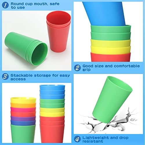 Yahenda 100 Опаковане 5,5 унции Детски Многократна употреба Пластмасови Чаши, Детски Чаши за Пиене на Цветни Пластмасови