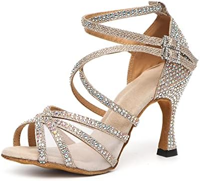 RUYBOZRY/Дамски Обувки За Латинските Танци, Кристали, Бални Обувки за Салса и Бачаты, Сватбени Обувки за Танци, Модел