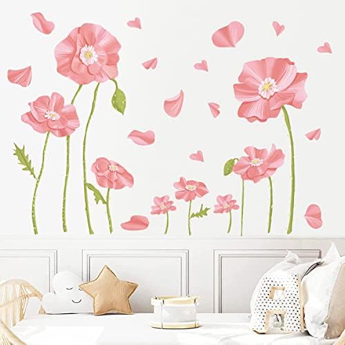RW-96094 Гигантски Розови Цветя Стикери За Стена 3D Флорални Стикери за Стена DIY Подвижни Романтични Акварели Листенца