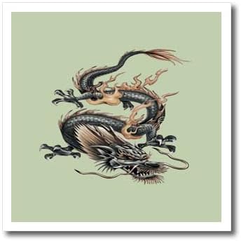 Триизмерен Китайски Огнен дракон Светло сив и карамельно-жълт цвят - Ютия на теплопередаче (ht_356097_1)