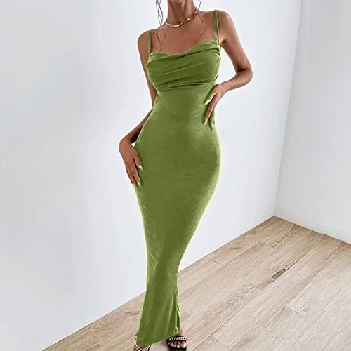 iQKA женското сексуално дебнещ рокля без ръкави с тънки спагети презрамки с рюшами за клубната парти, коктейлни рокли