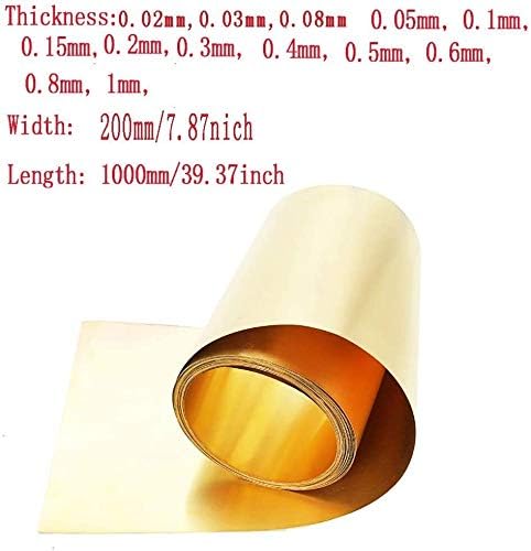 Месинг лист HUILUN Лист Месинг фолио Кожни лента Медни плочи за обработка на метал, месинг (Размер: 0,1 мм * 200 мм *